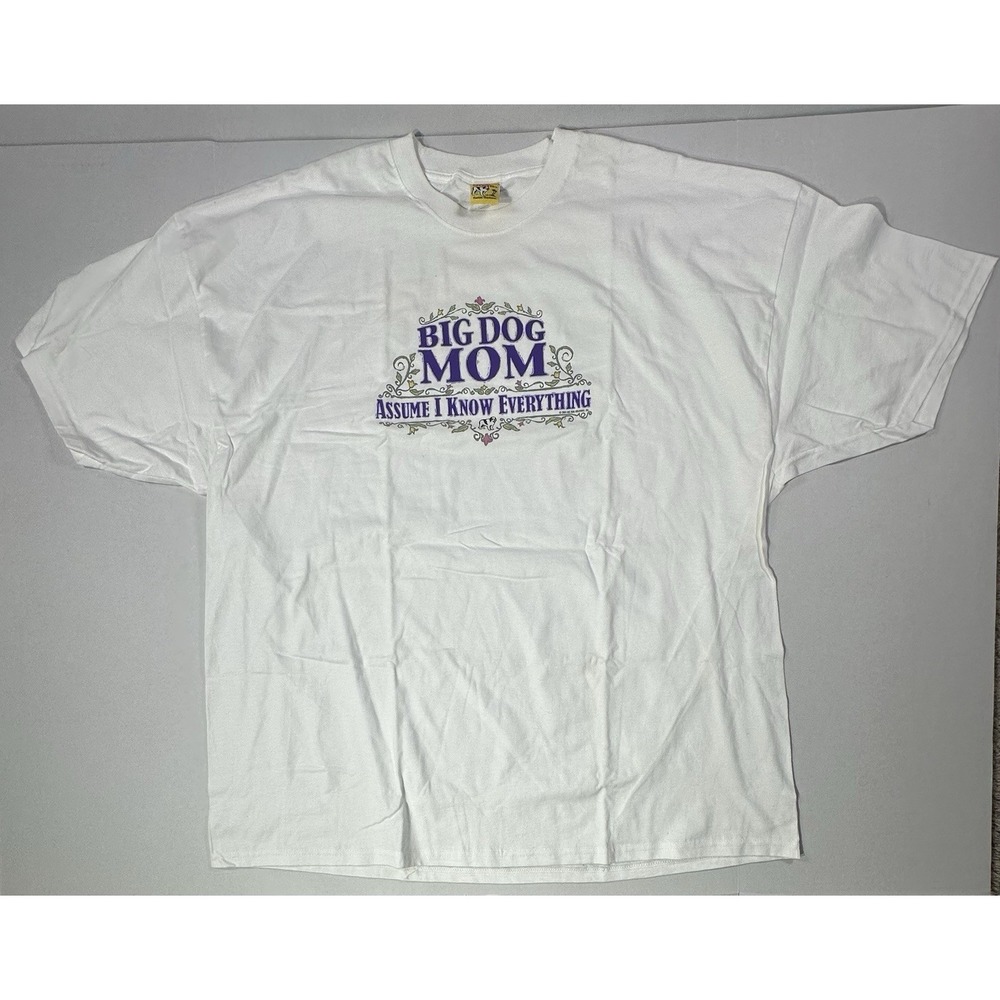 Vintage Big Dog Mom T-Shirt White 3XL‎ Funny Graphic Tee